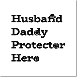 Husband. Daddy. Protector. Hero. With icons. Fathers Day Gift. Posters and Art